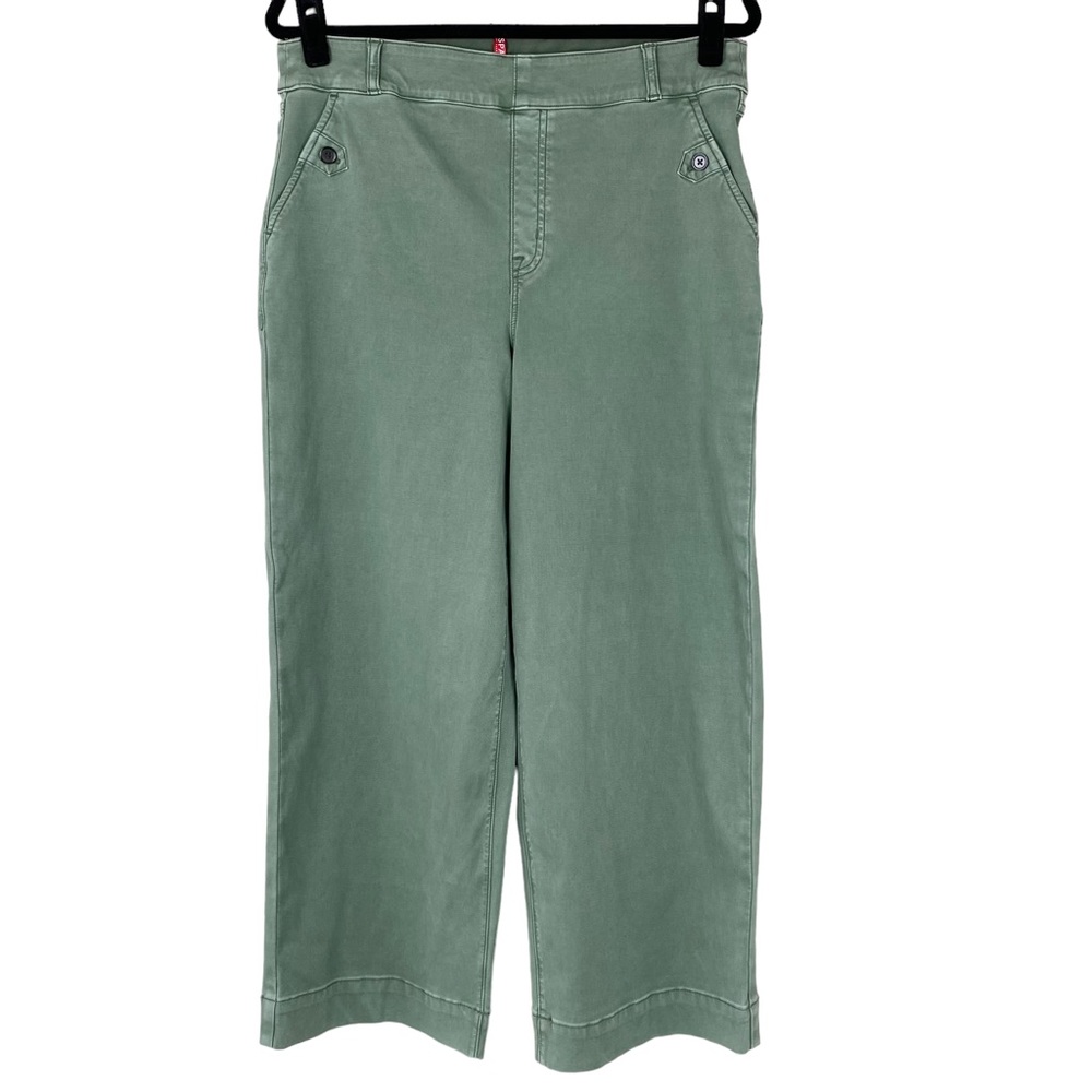 Spanx Stretch Twill Cropped Wide Leg XL Softsage Green High Waist